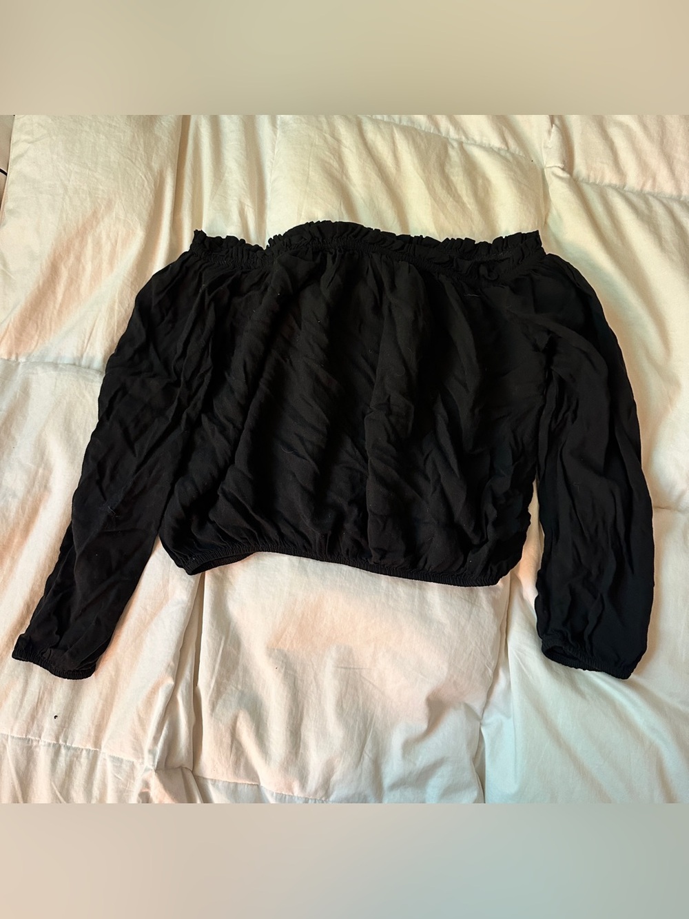 Black Off-Shoulder Long Sleeve Blouse